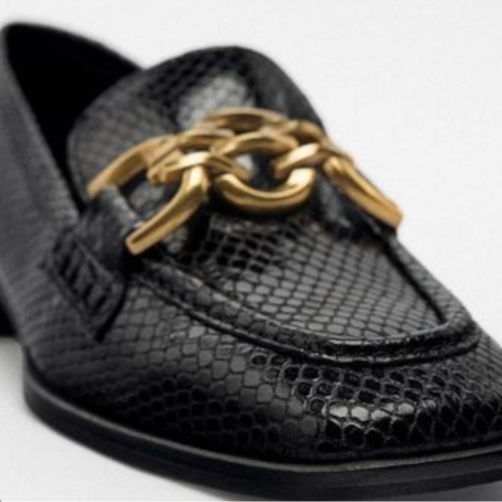 NWT ZARA SNAKESKIN PRINT LOAFERS - Picture 3 of 7